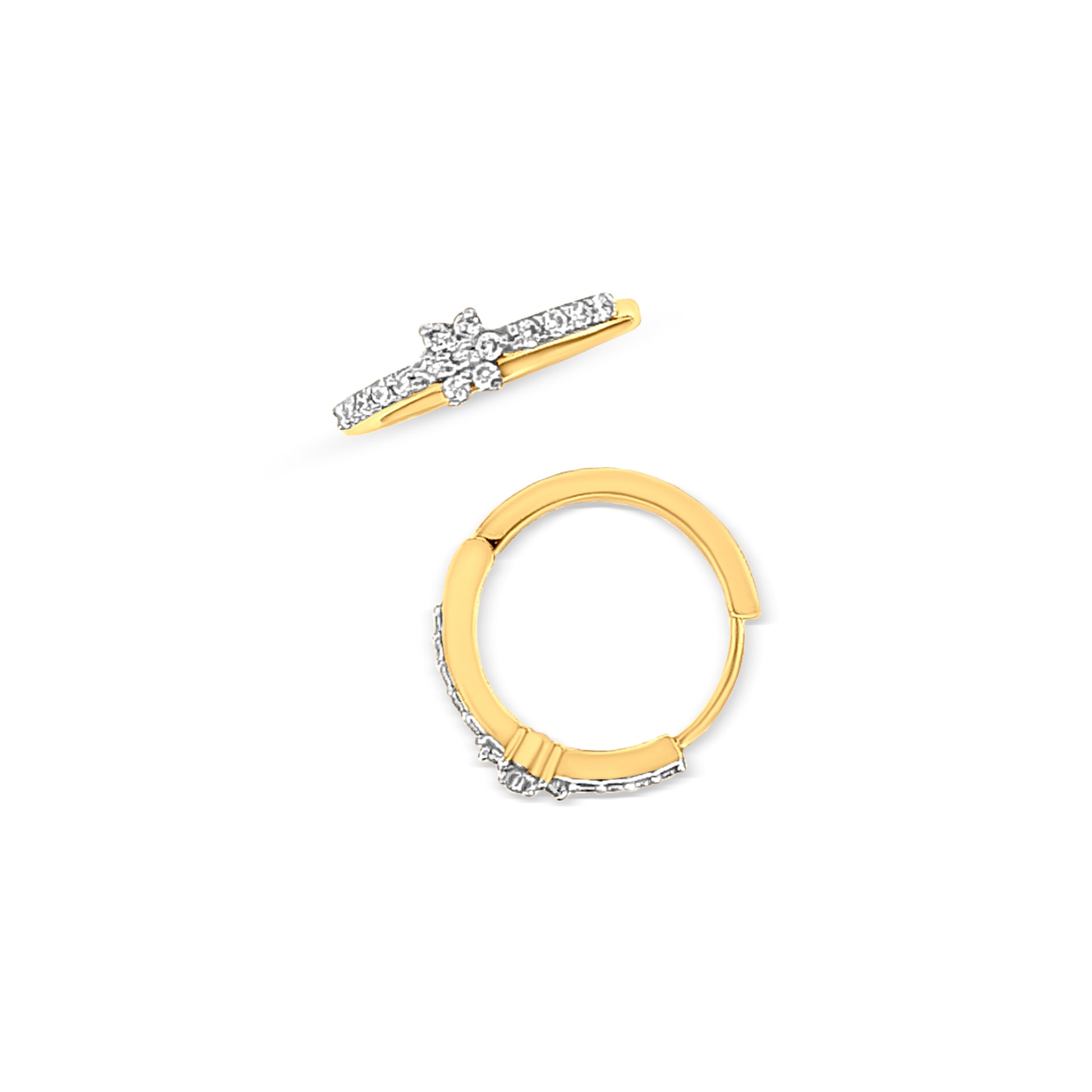 18K Gold Diamond Huggie Hoop Earrings