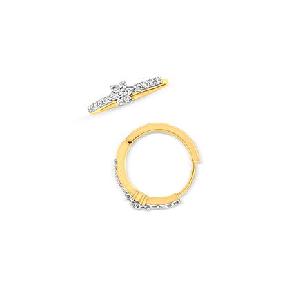 18K Gold Diamond Huggie Hoop Earrings