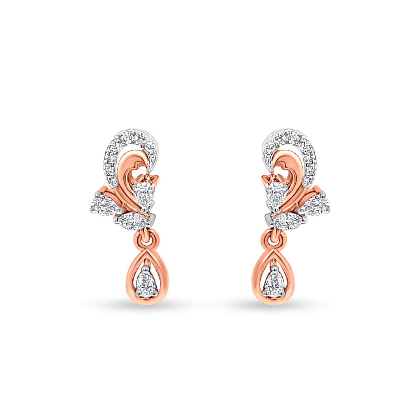 18K Rose Gold Diamond Earrings