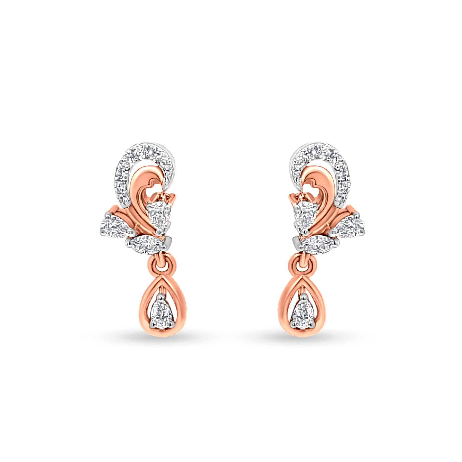 18K Rose Gold Diamond Earrings