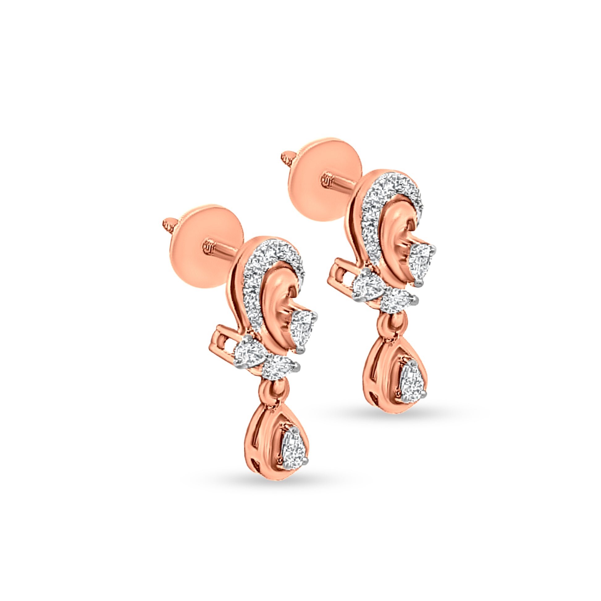 18K Rose Gold Diamond Earrings