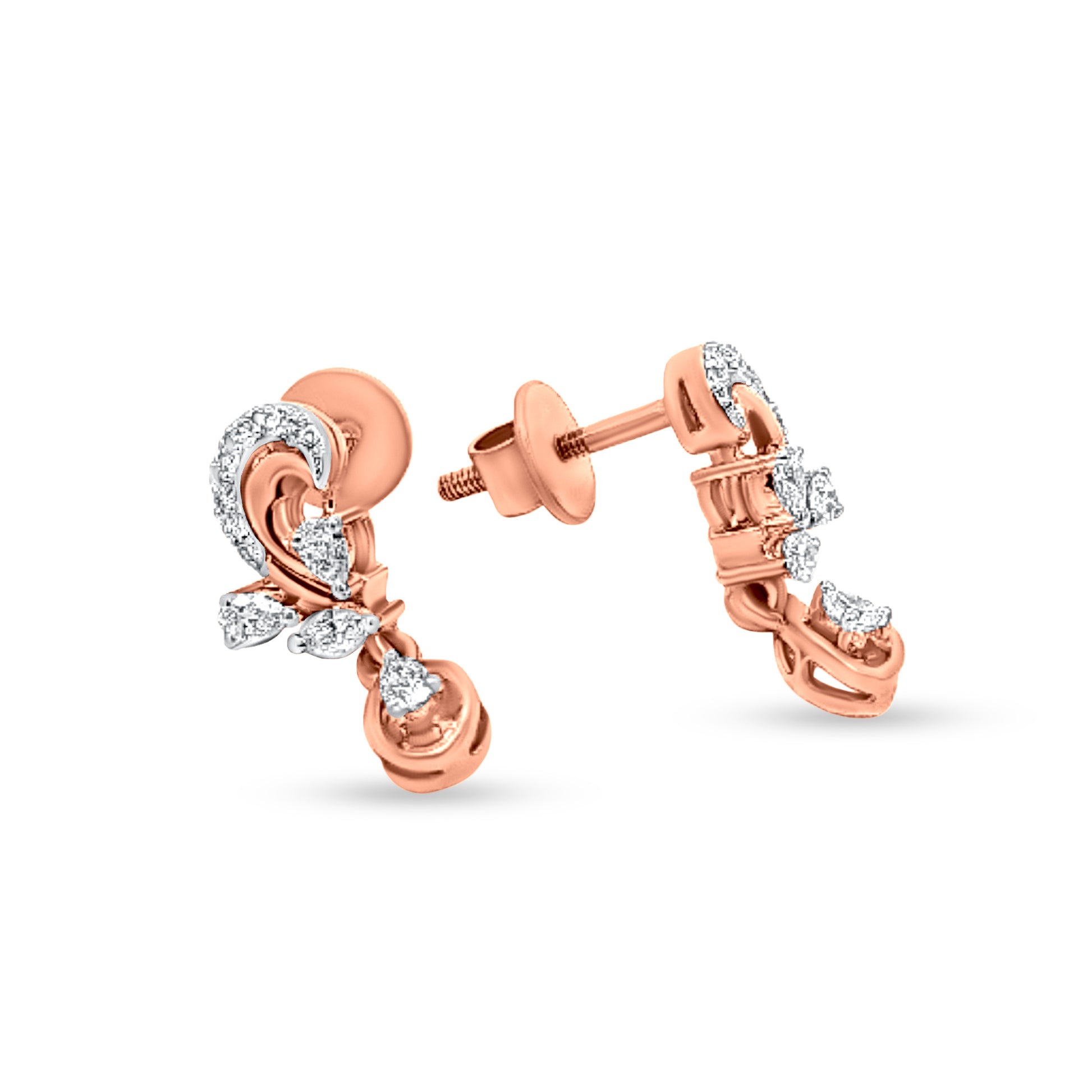 18K Rose Gold Diamond Earrings