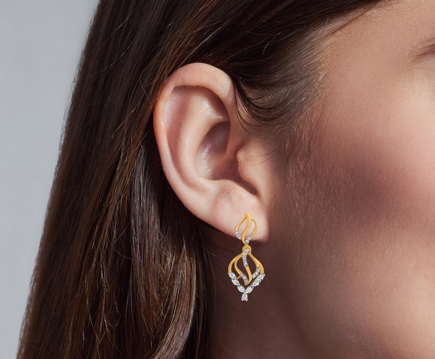 Nitya 18K Yellow Gold Fire Flame Diamond Earrings