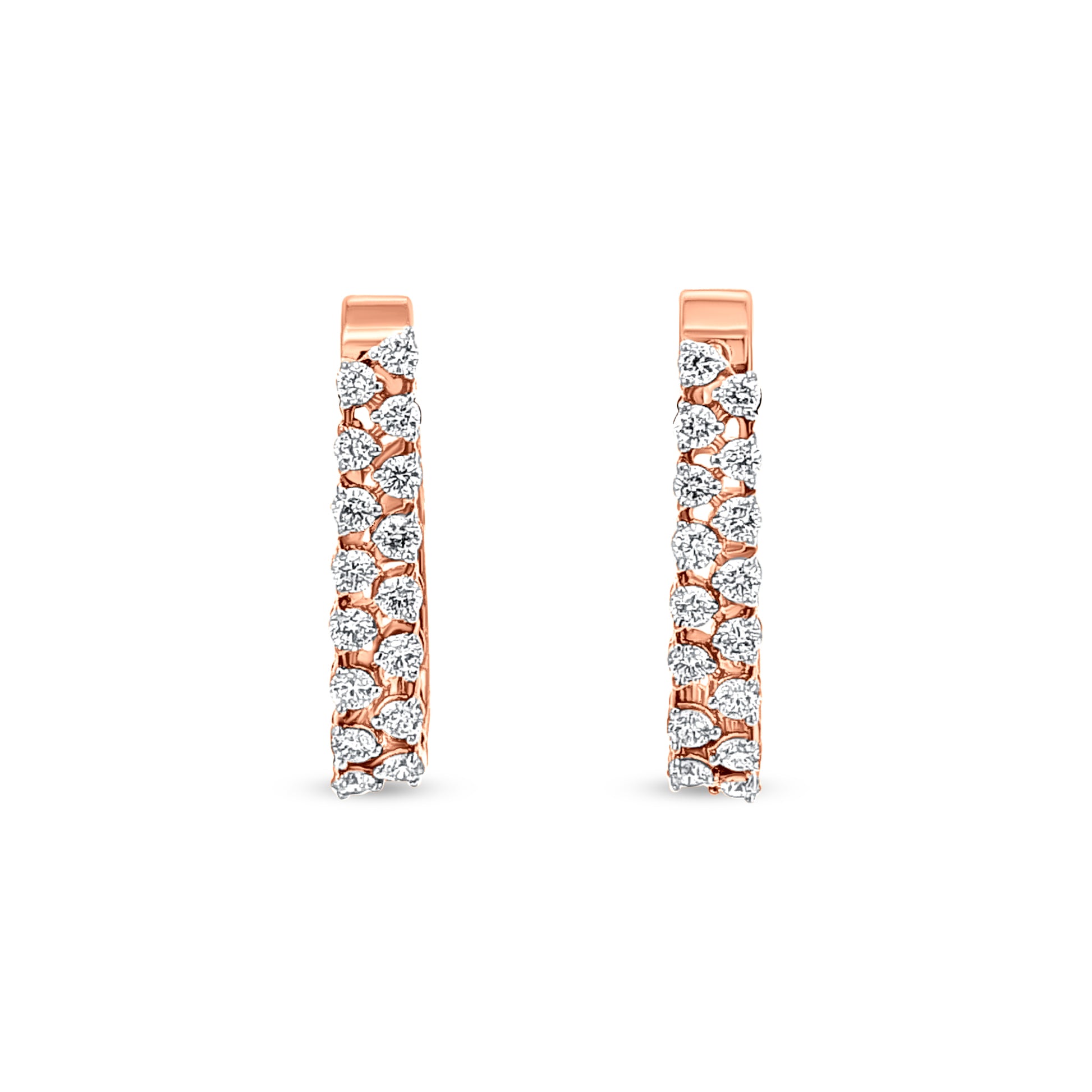 18K Rose Gold Diamond Huggie Earrings