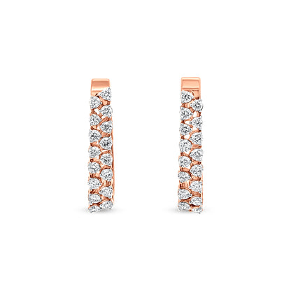 18K Rose Gold Diamond Huggie Earrings