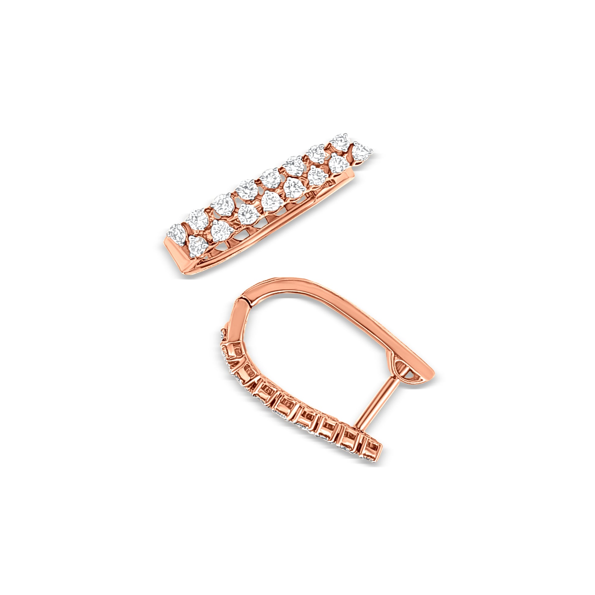 18K Rose Gold Diamond Huggie Earrings