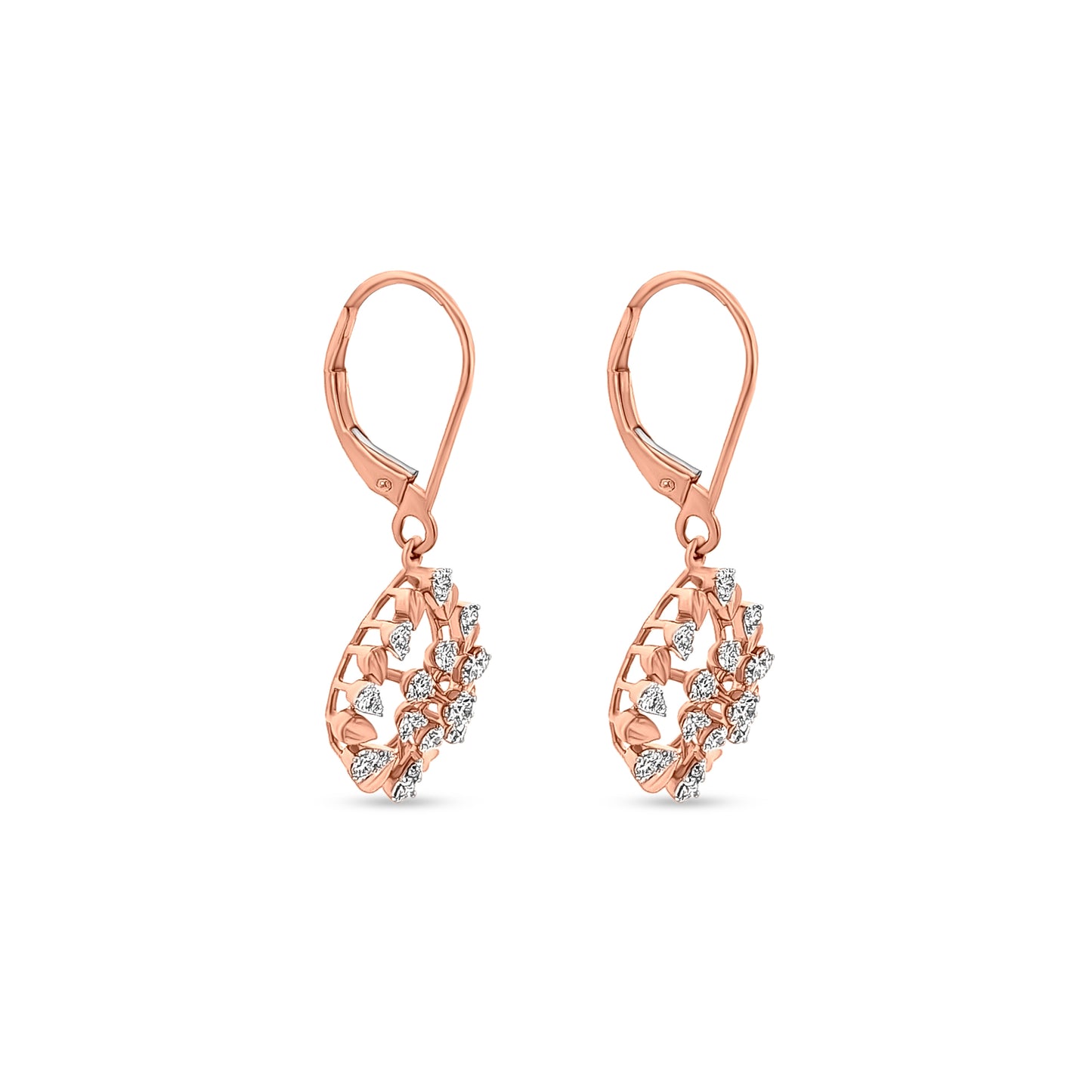 Vaidehi - 18K Rose Gold Diamond Hanging Hoop Earrings