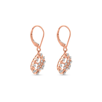 Vaidehi - 18K Rose Gold Diamond Hanging Hoop Earrings
