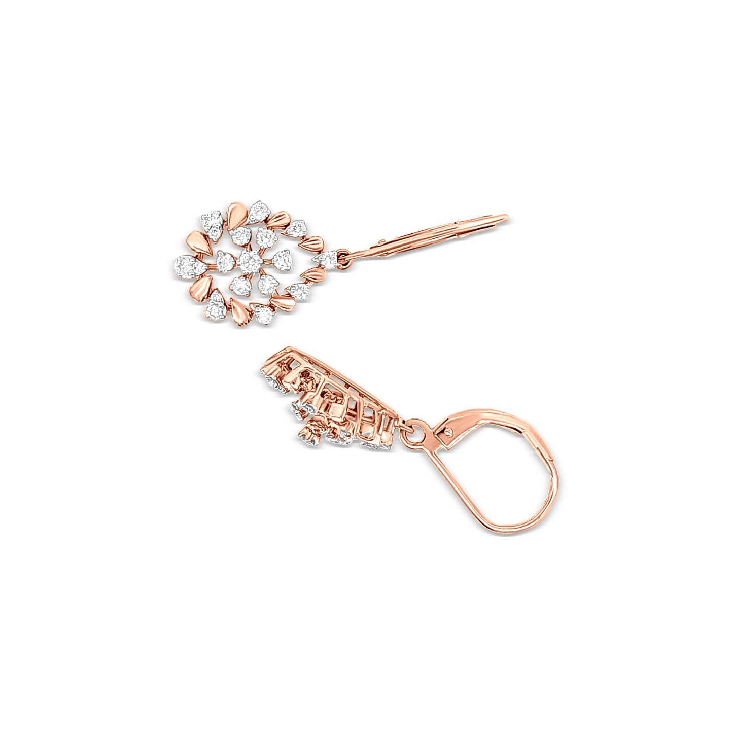 Vaidehi - 18K Rose Gold Diamond Hanging Hoop Earrings