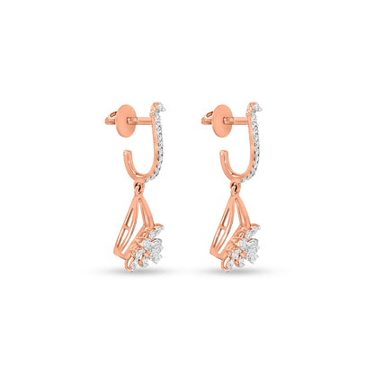 Mrinalini - 18K Rose Gold Diamond Hanging Hoop Earrings