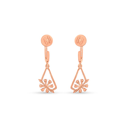 Mrinalini - 18K Rose Gold Diamond Hanging Hoop Earrings