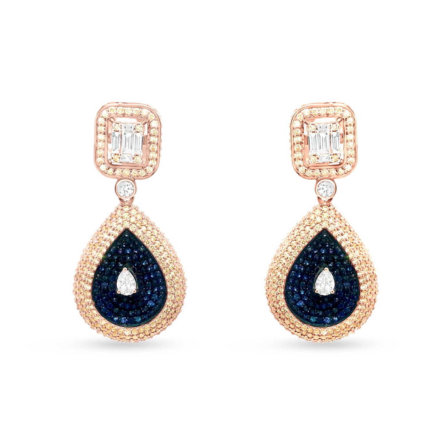 14K Rose Gold Polki And Diamond Drop Earring