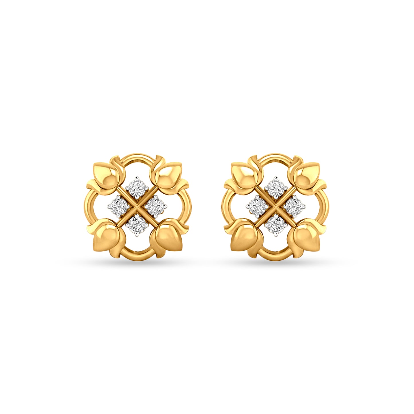 18K Gold Designer Diamond Studs