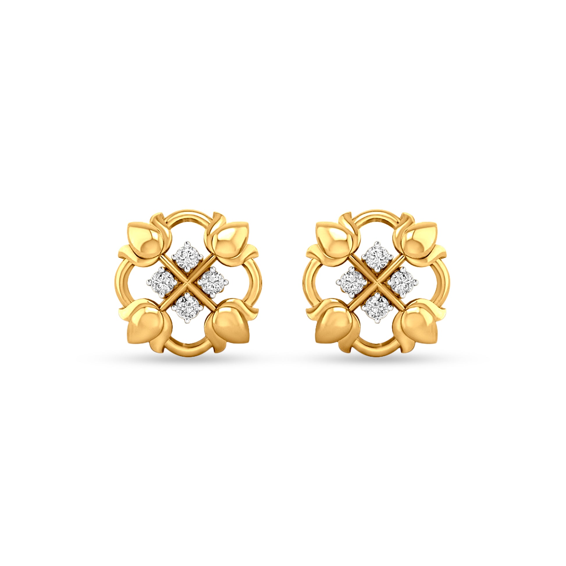 18K Gold Designer Diamond Studs