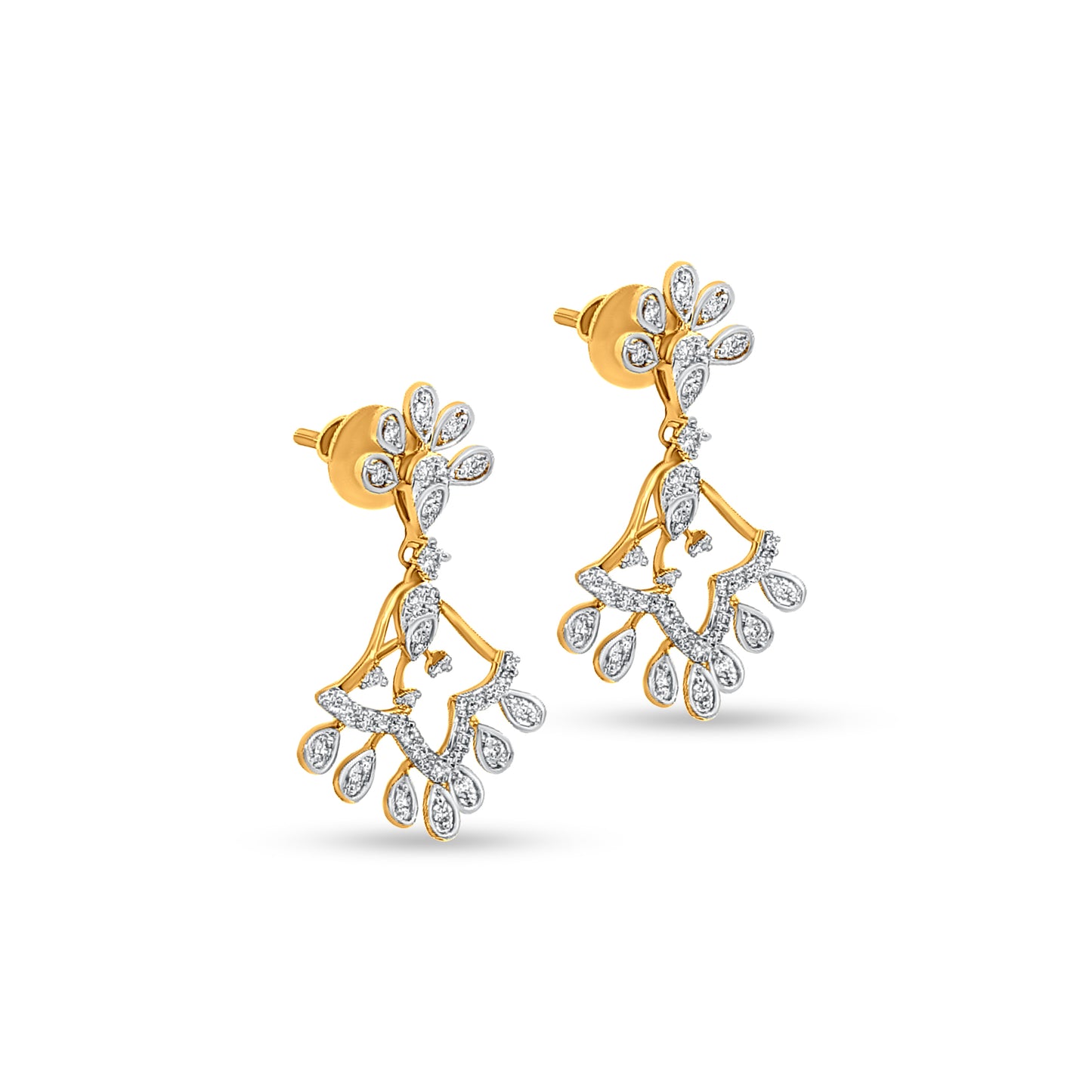 18K Gold Artistic Diamond Earrings