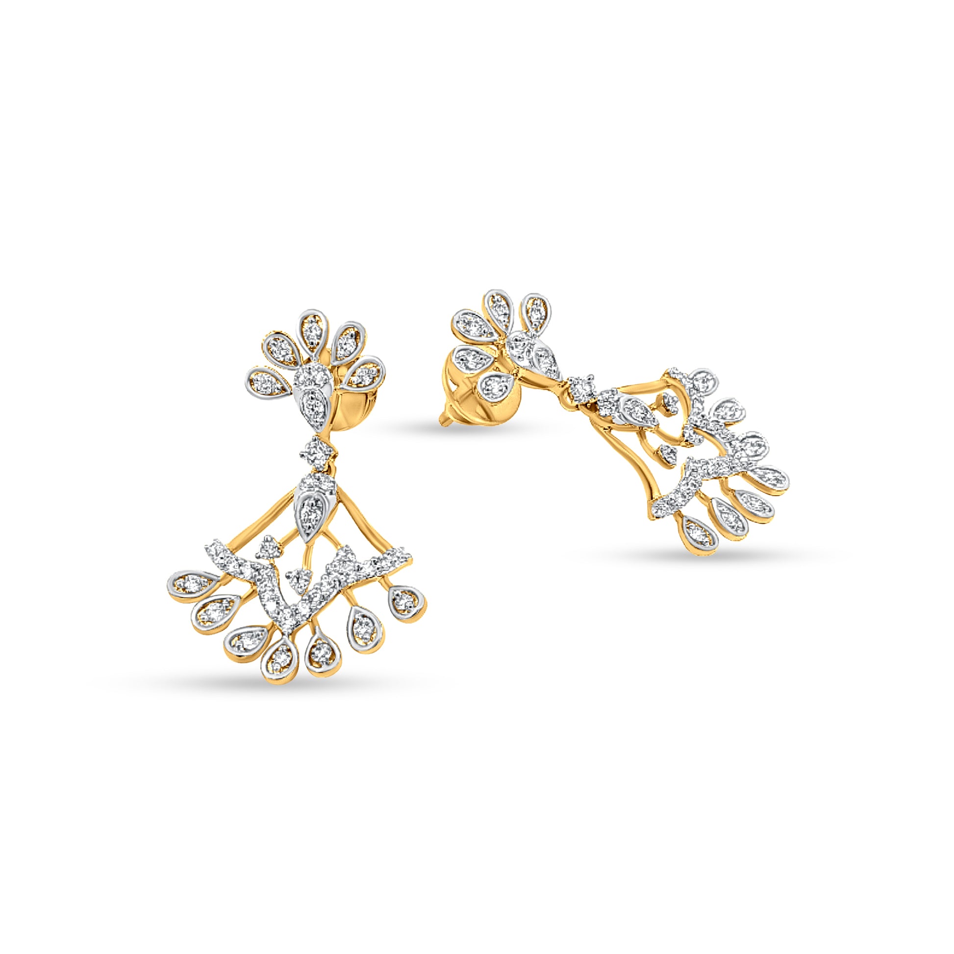 18K Gold Artistic Diamond Earrings