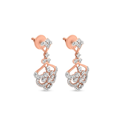 Lotus 18K Rose Gold Diamond Dangle Earrings