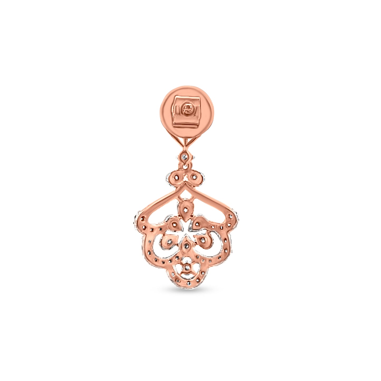 Lotus 18K Rose Gold Diamond Dangle Earrings