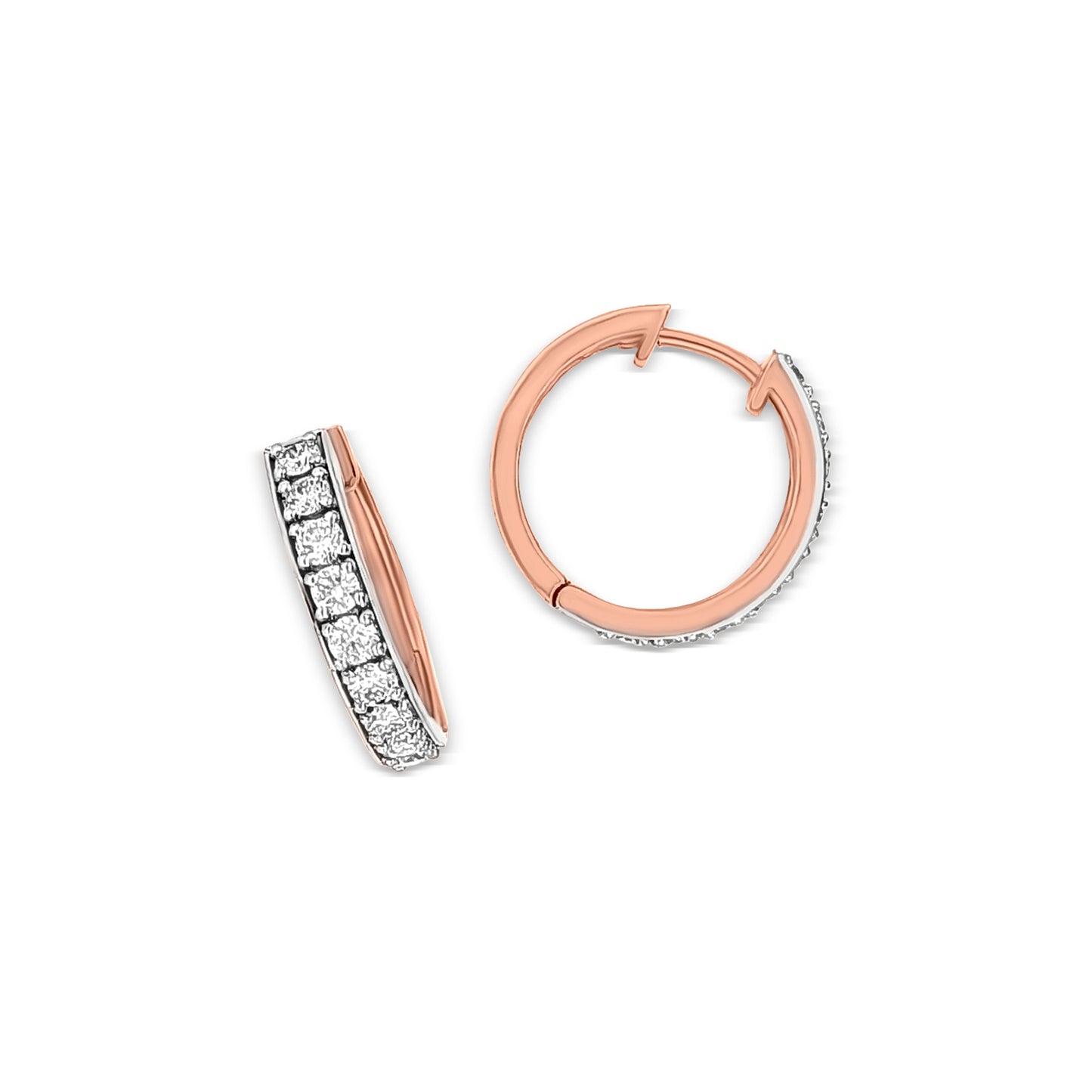 Nitya - 18K Rose Gold Round Diamond Huggie Earrings