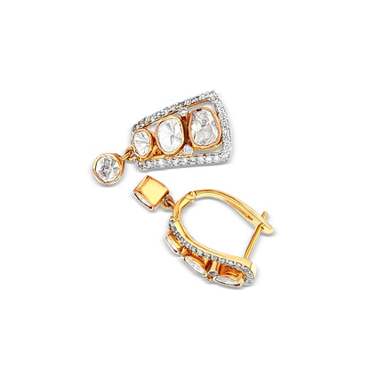 Sampriti - 18K Yellow Gold Diamond and Polki Earrings