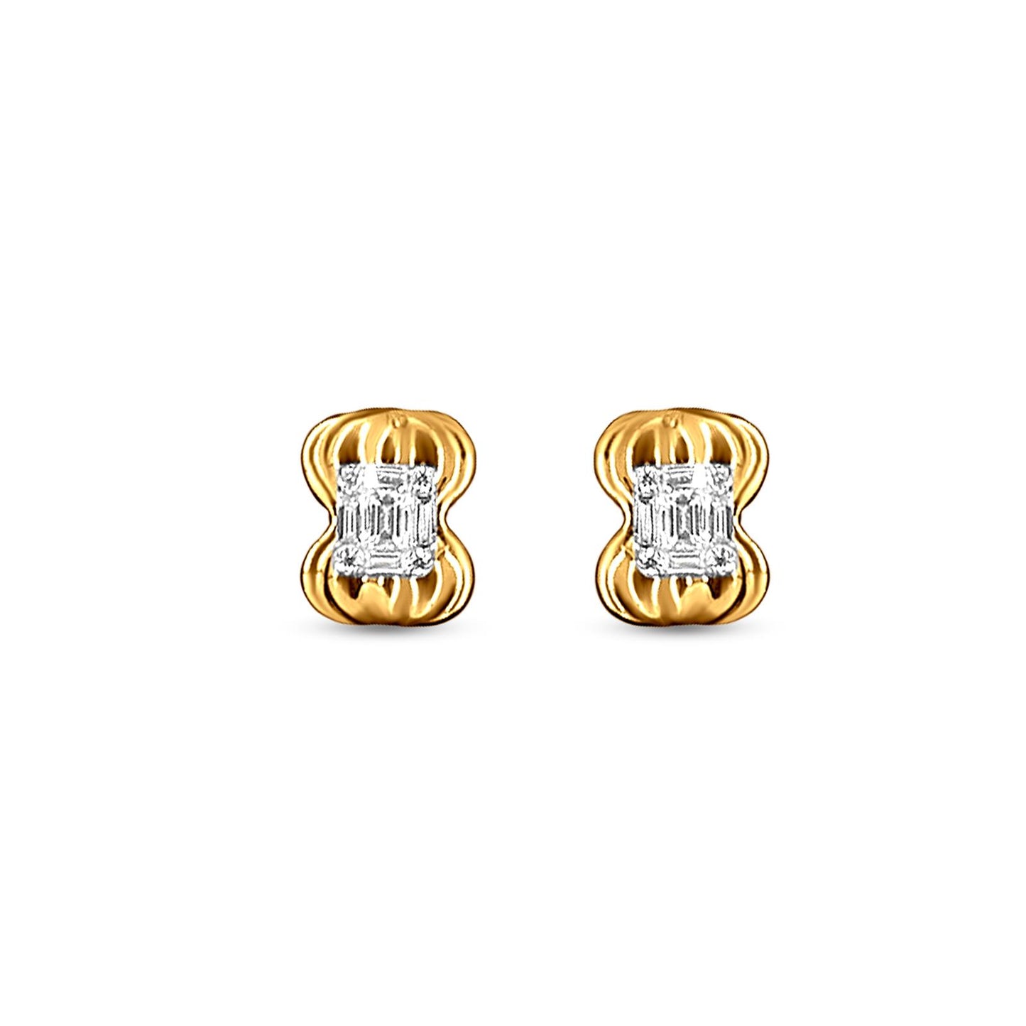 Diamond Stud Earrings In 18K Yellow Gold