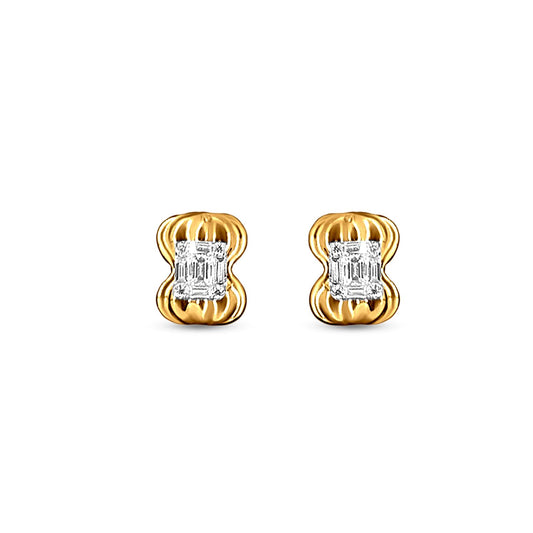 Diamond Stud Earrings In 18K Yellow Gold