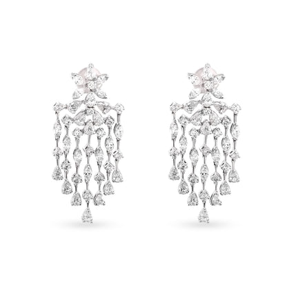 18K White Gold Hanging Diamond Earrings
