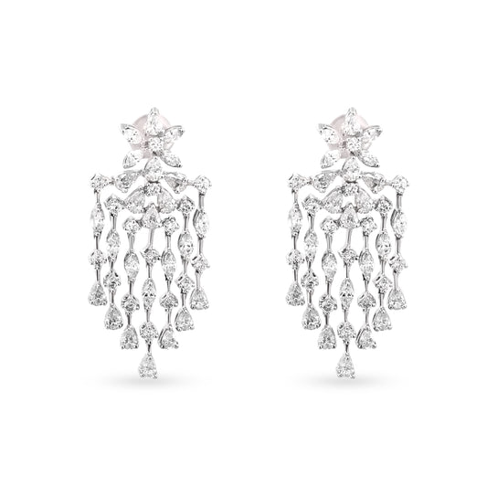 18K White Gold Hanging Diamond Earrings