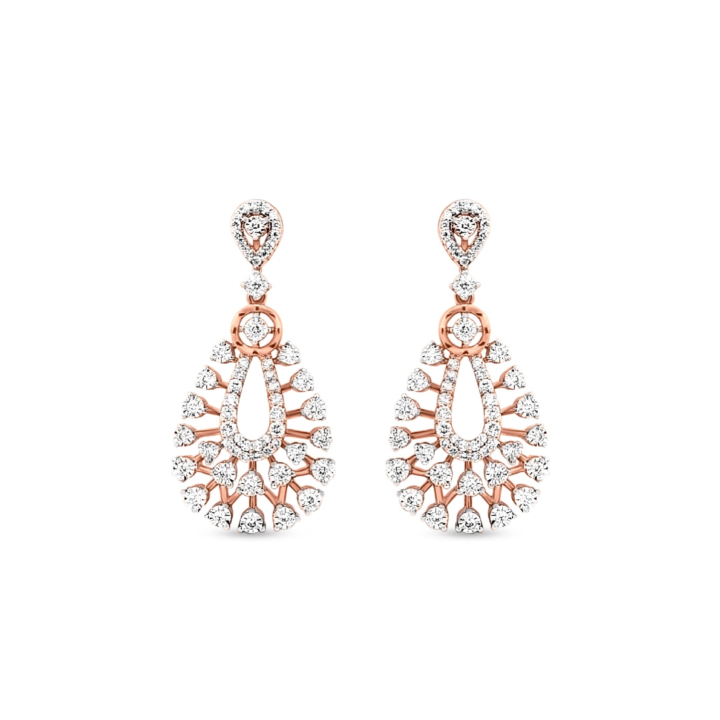 18K Rose Gold Diamond Dangle Earrings