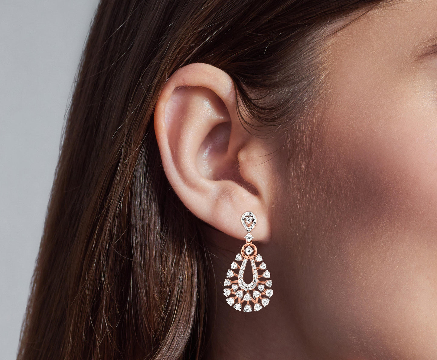Aarohi 18K Rose Gold Diamond Dangle Earrings