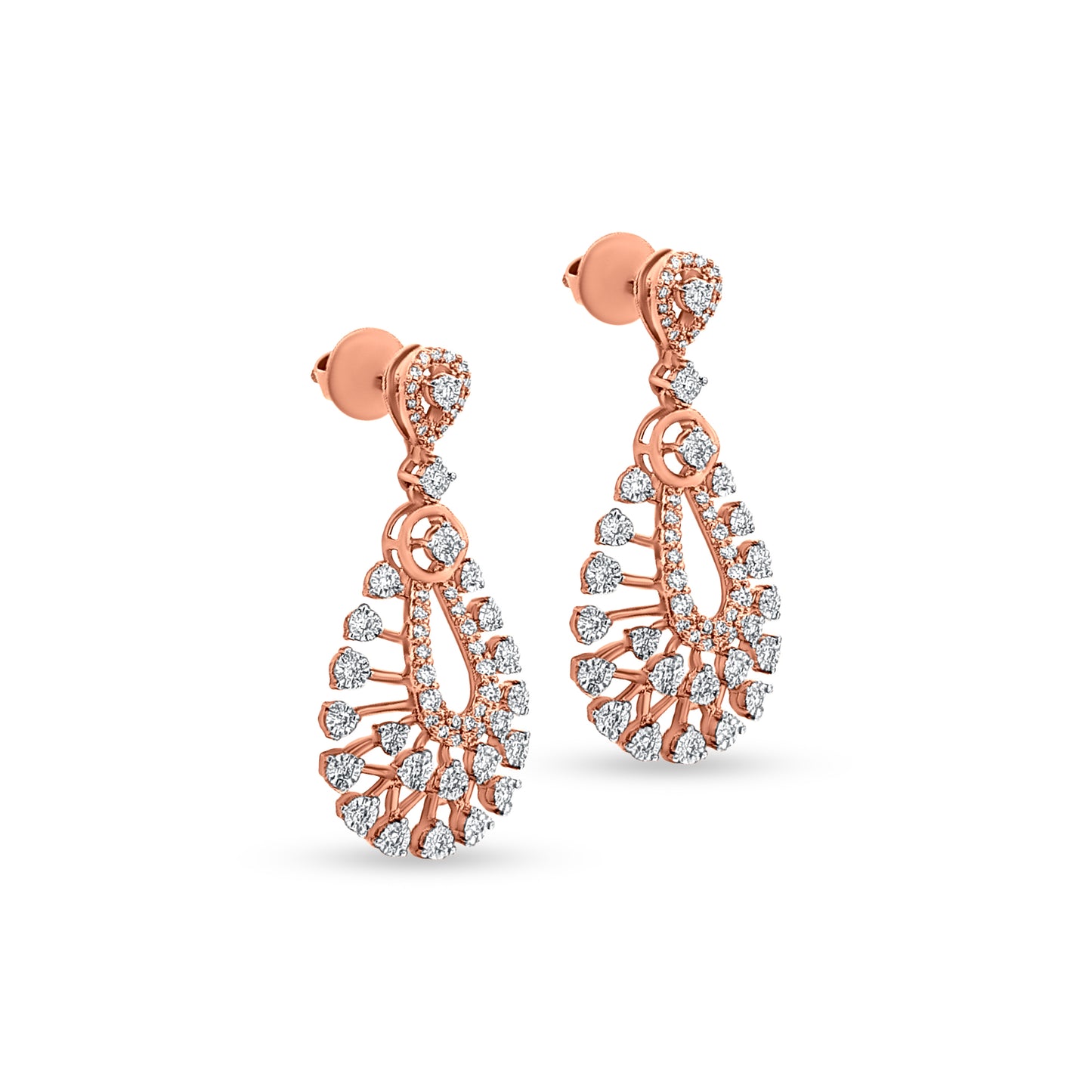 Aarohi 18K Rose Gold Diamond Dangle Earrings