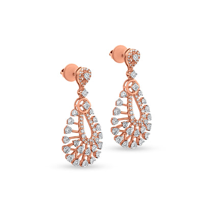 Aarohi 18K Rose Gold Diamond Dangle Earrings