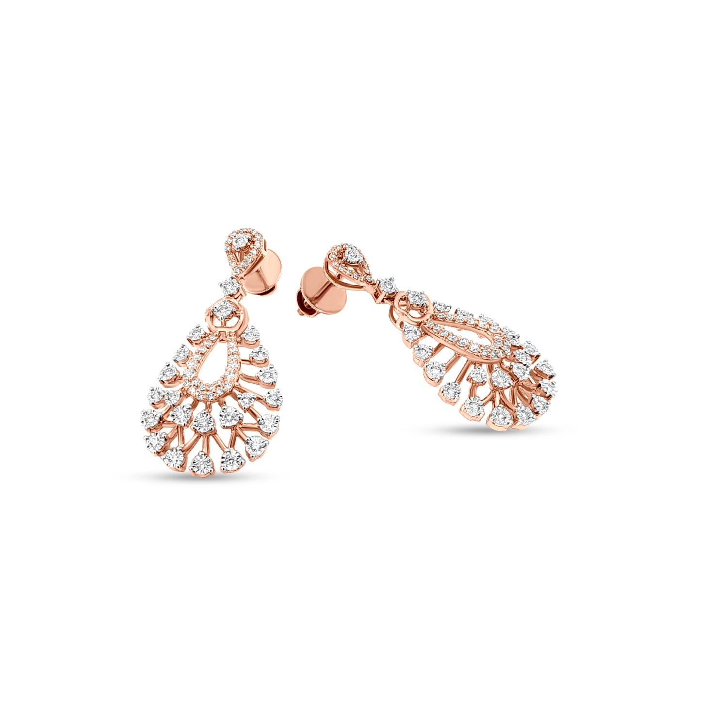 Aarohi 18K Rose Gold Diamond Dangle Earrings