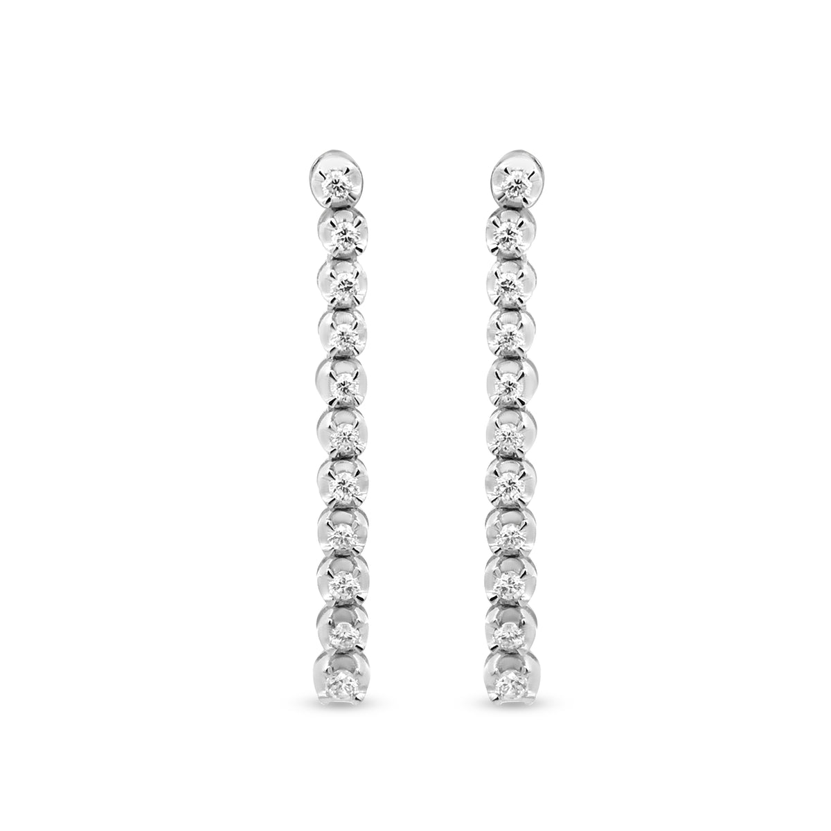 18k White Gold Linear Drop Diamond Earrings - 0.79ct Total Weight, Comfortable and Lightweight