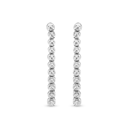 18k White Gold Linear Drop Diamond Earrings - 0.79ct Total Weight, Comfortable and Lightweight