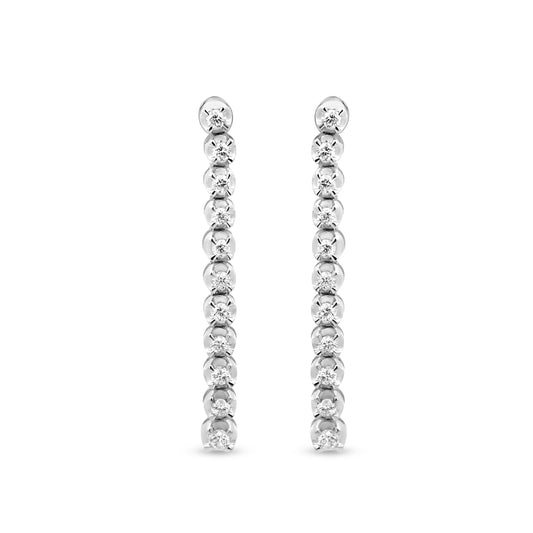 18k White Gold Linear Drop Diamond Earrings - 0.79ct Total Weight, Comfortable and Lightweight