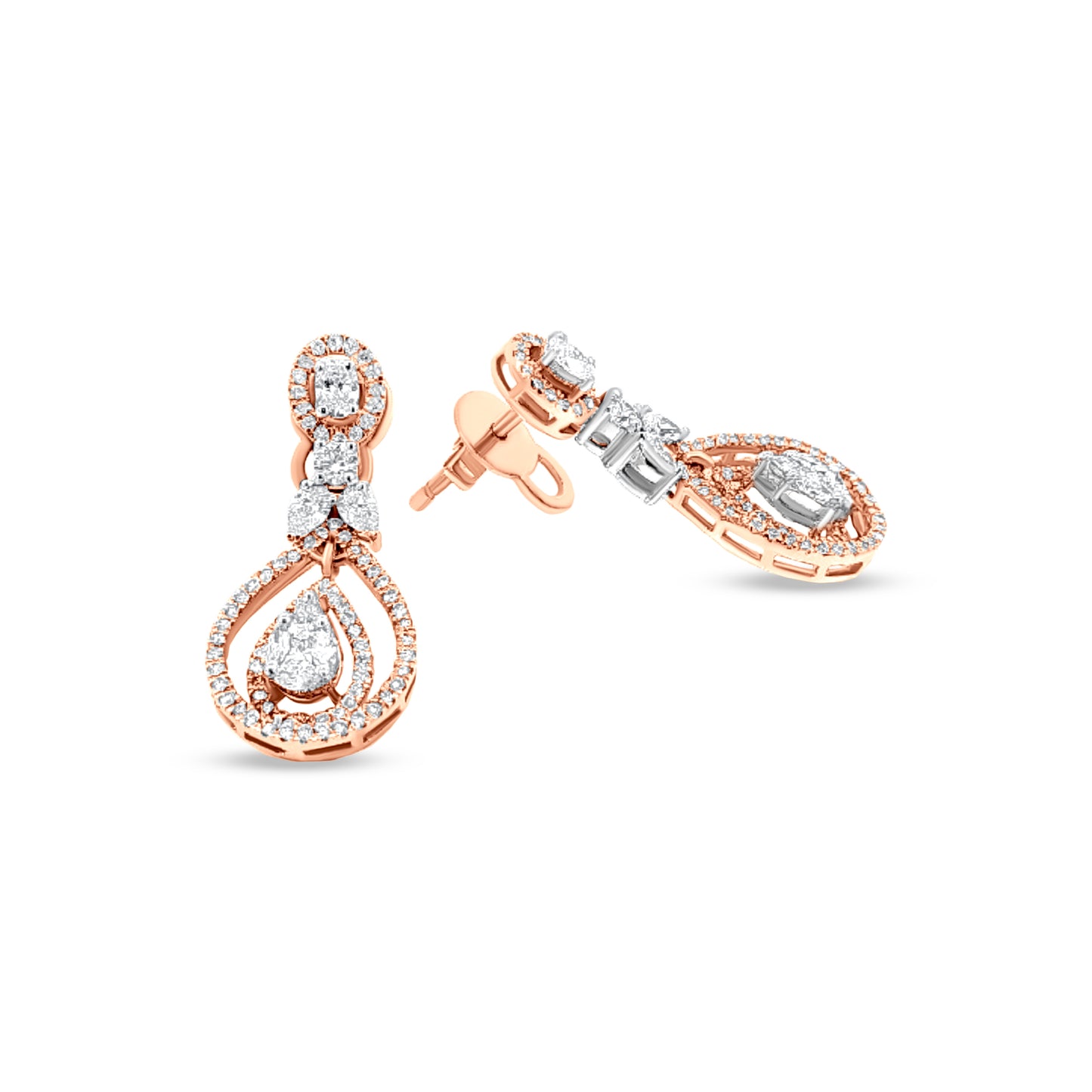 Isha 18K Rose Gold Multi-Cut Diamond Earring