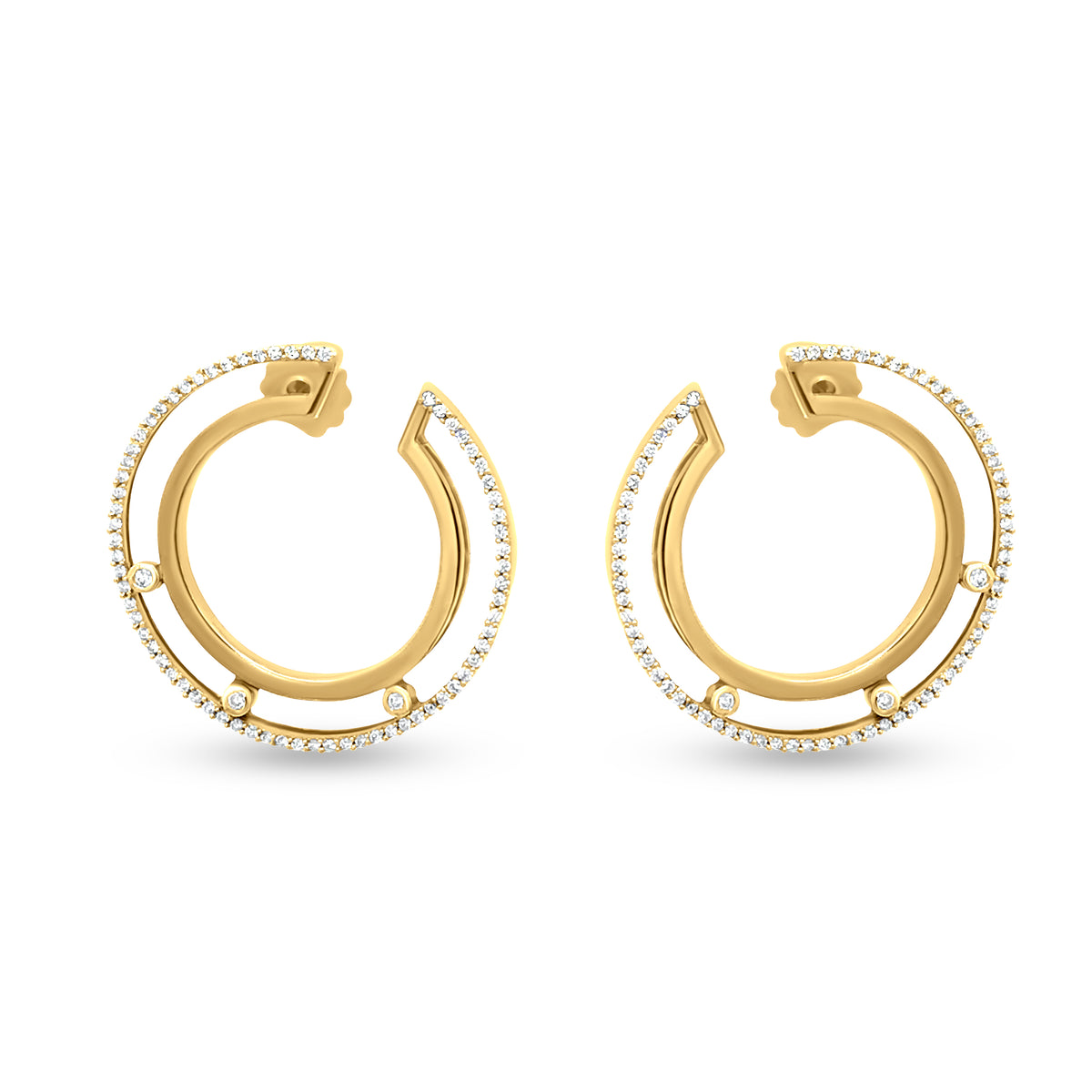 18K Yellow Gold Diamond Hoop Earring