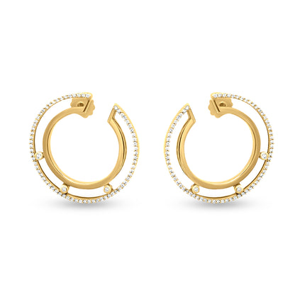 18K Yellow Gold Diamond Hoop Earring