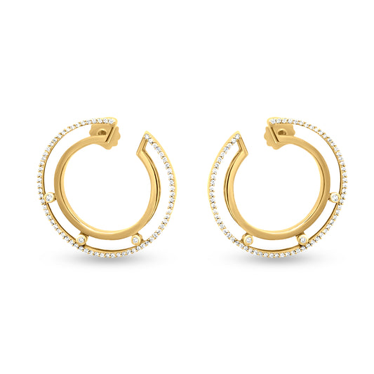 18K Yellow Gold Diamond Hoop Earring