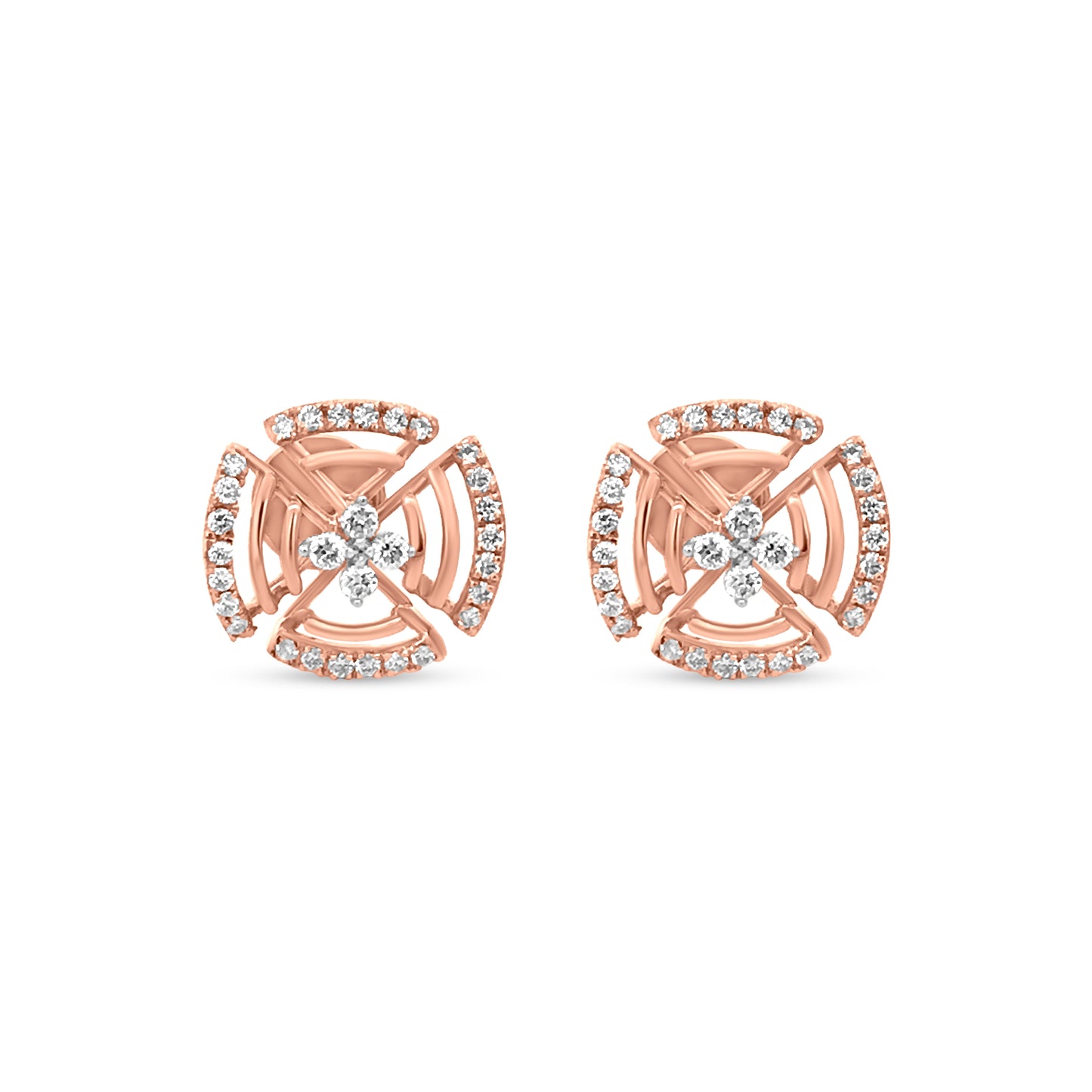 Rose Gold Diamond Alluring Wheel Earrings