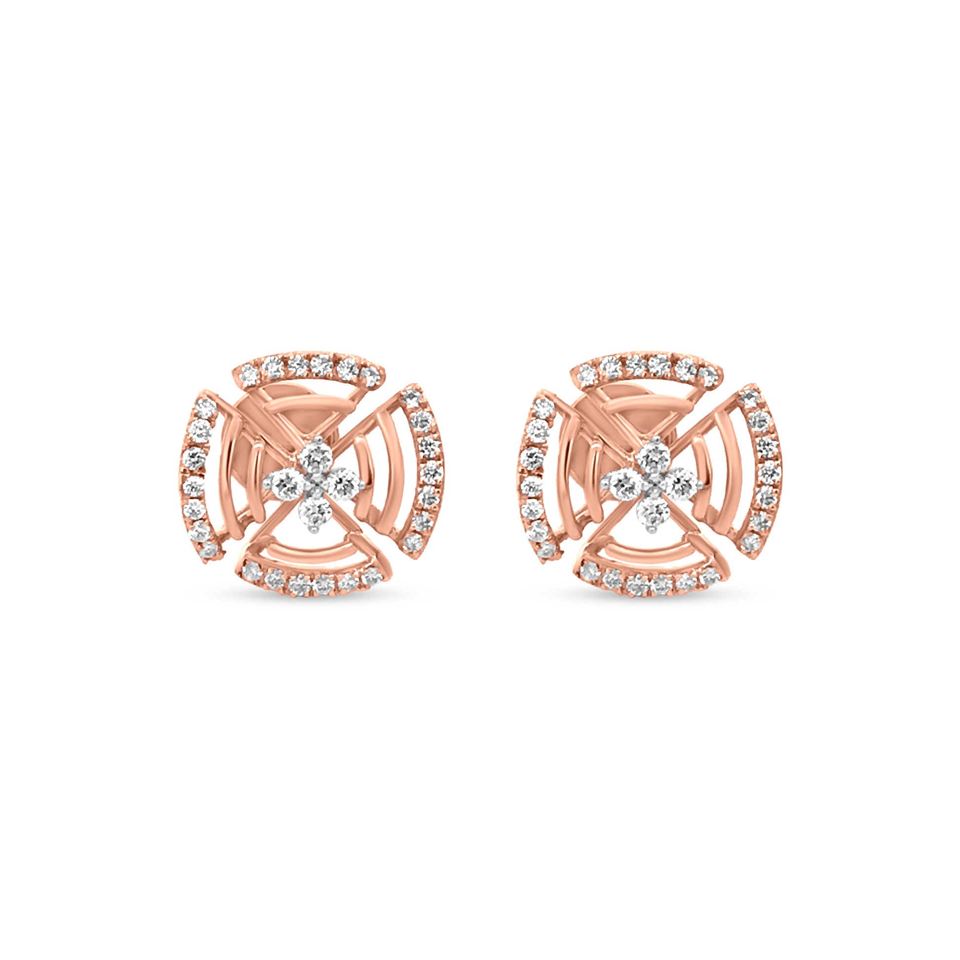 Rose Gold Diamond Alluring Wheel Earrings