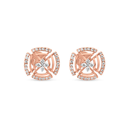 Rose Gold Diamond Alluring Wheel Earrings