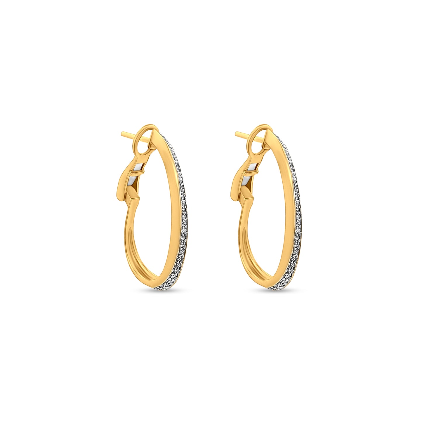 Pratyusha - 18K Yellow Gold Round Diamond Huggie Earrings