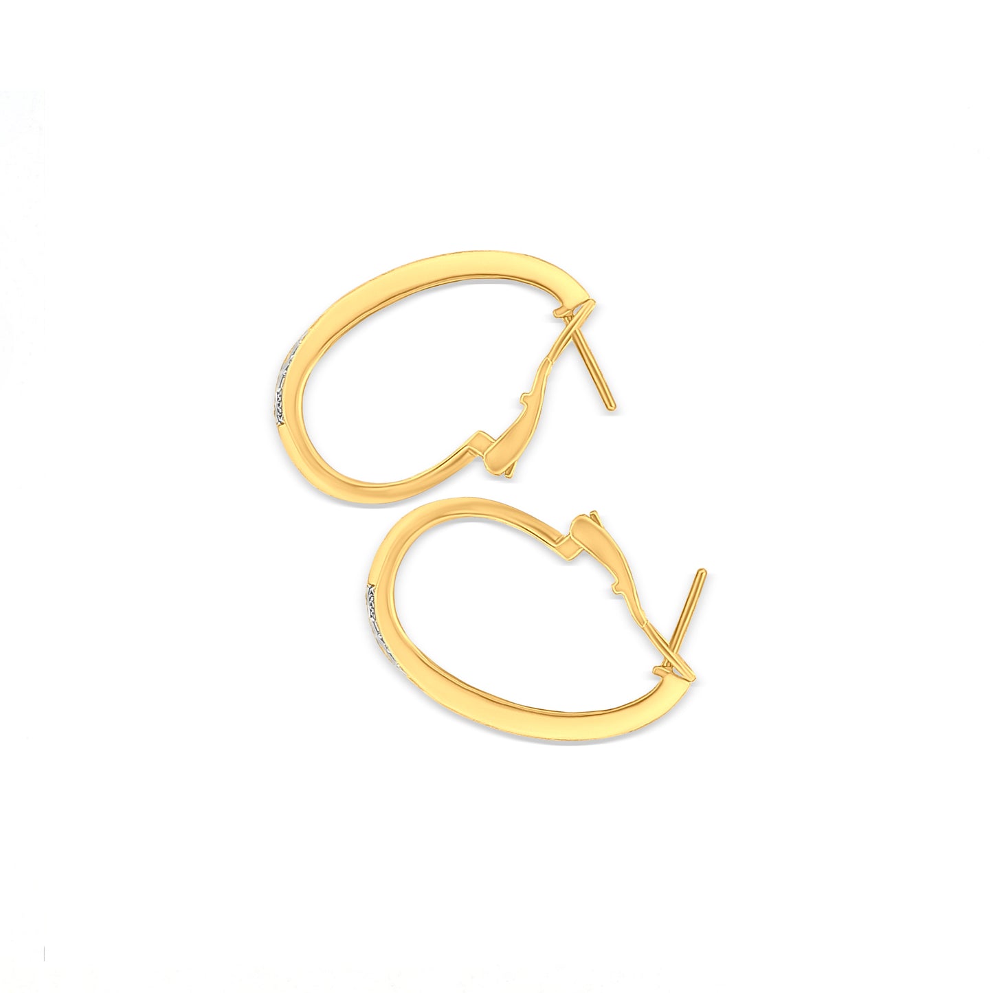 Pratyusha - 18K Yellow Gold Round Diamond Huggie Earrings