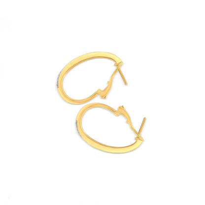 Pratyusha - 18K Yellow Gold Round Diamond Huggie Earrings