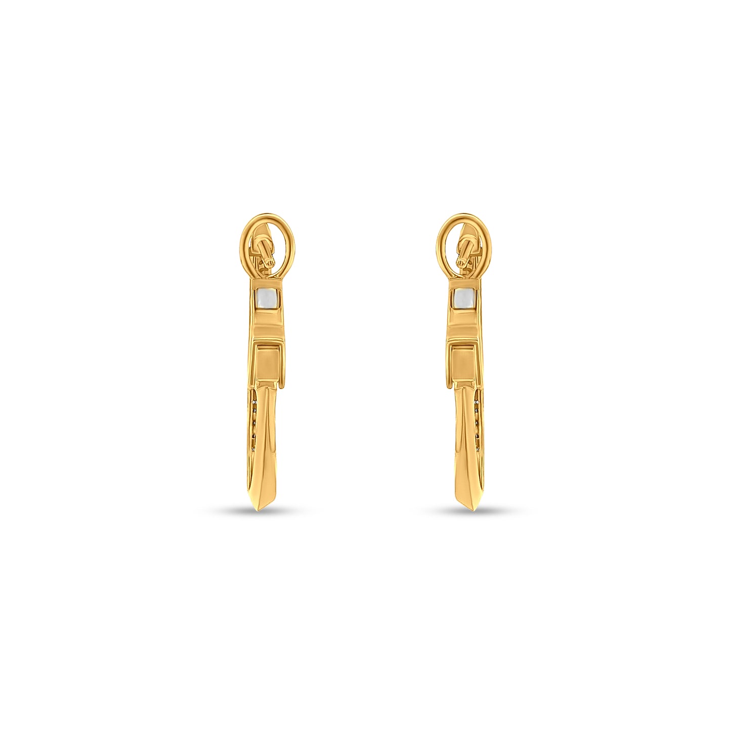 Pratyusha - 18K Yellow Gold Round Diamond Huggie Earrings