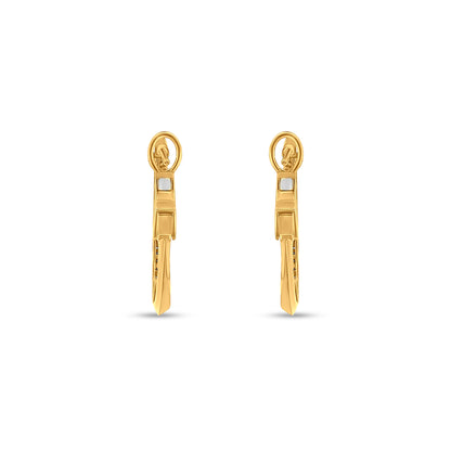 Pratyusha - 18K Yellow Gold Round Diamond Huggie Earrings