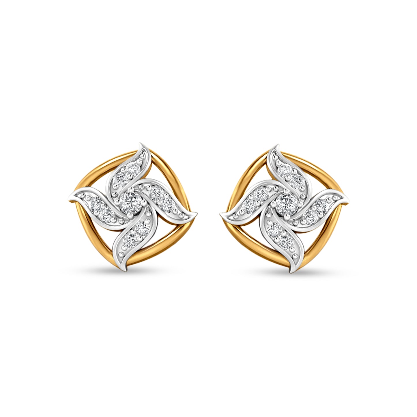 18K Gold Traditional Diamond Earrings