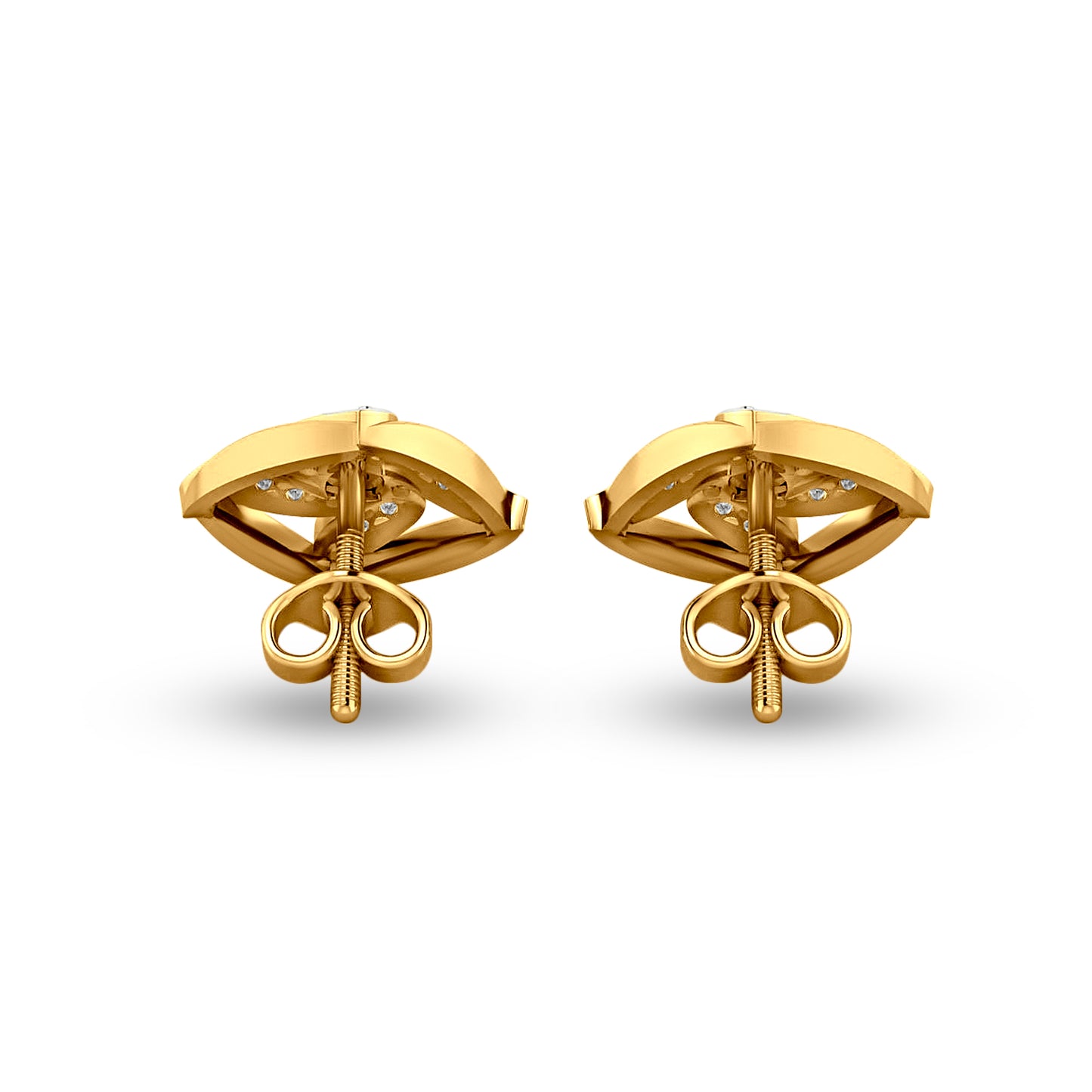 Swastika Ratna: 18K Yellow Gold Traditional Diamond Earrings
